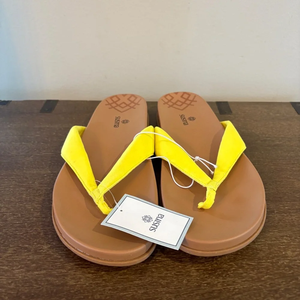 Susina Ariele-Fab Women Yellow Fabric Thong‎ Flip Flop Sandals Size 11M New